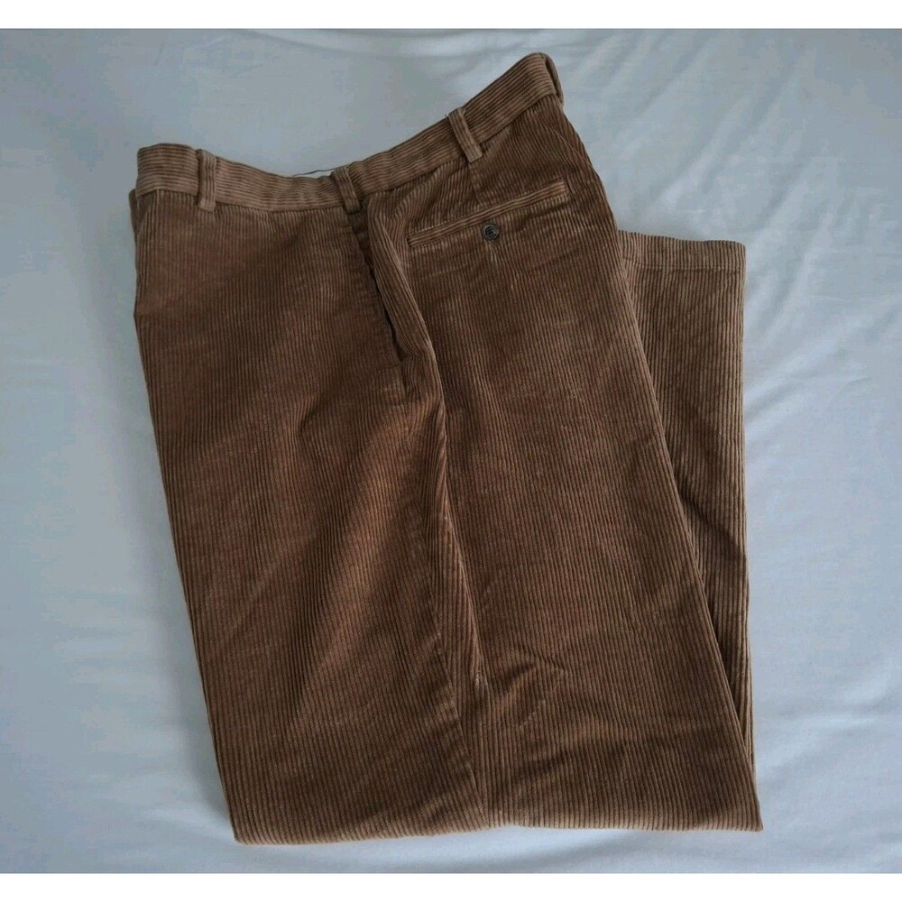 Brooks Brothers Corduroy Pants Men's 39 Waist x 30 1/2 L Straight Brown Cotton